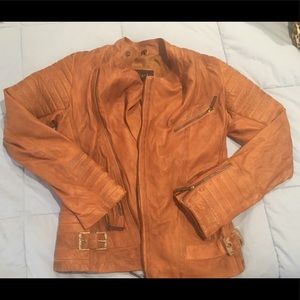 Imitation leather biker jacket